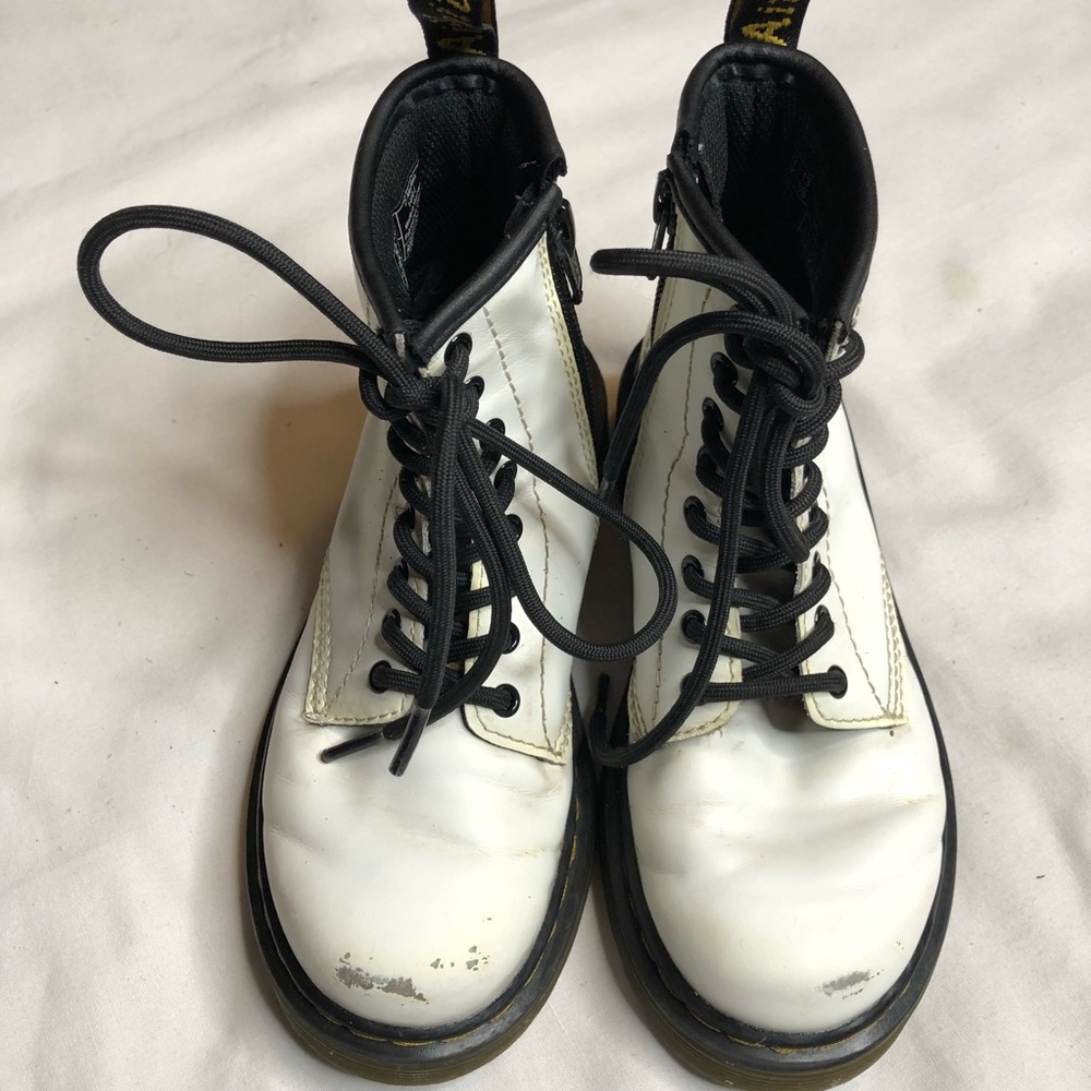 Dr Martens 1460 white leather lace up boots